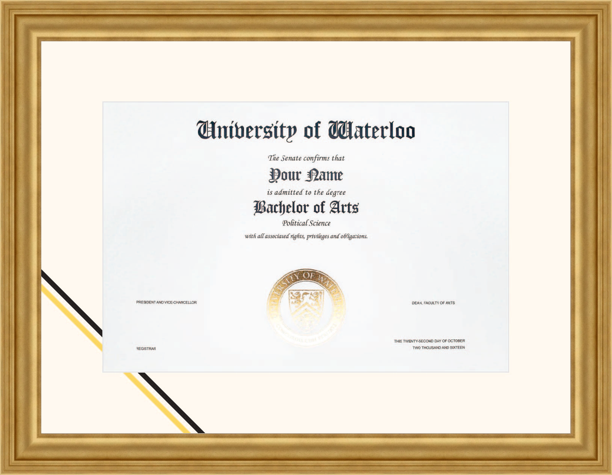Custom University of Waterloo Diploma Frame
