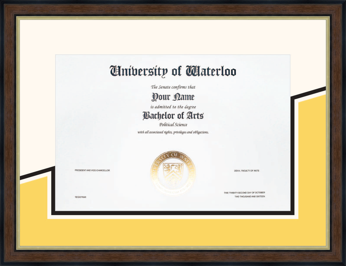 Custom University of Waterloo Diploma Frame