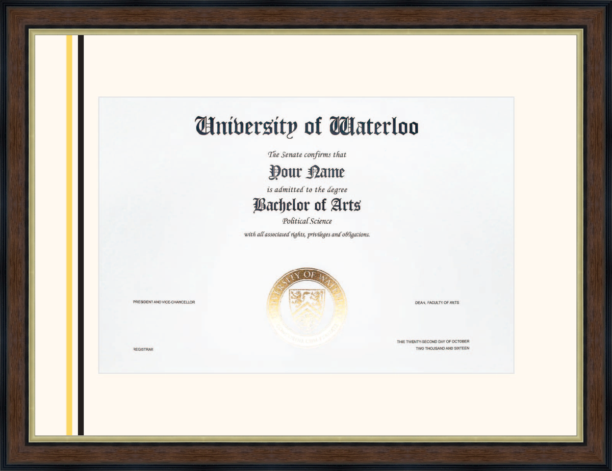 Custom University of Waterloo Diploma Frame