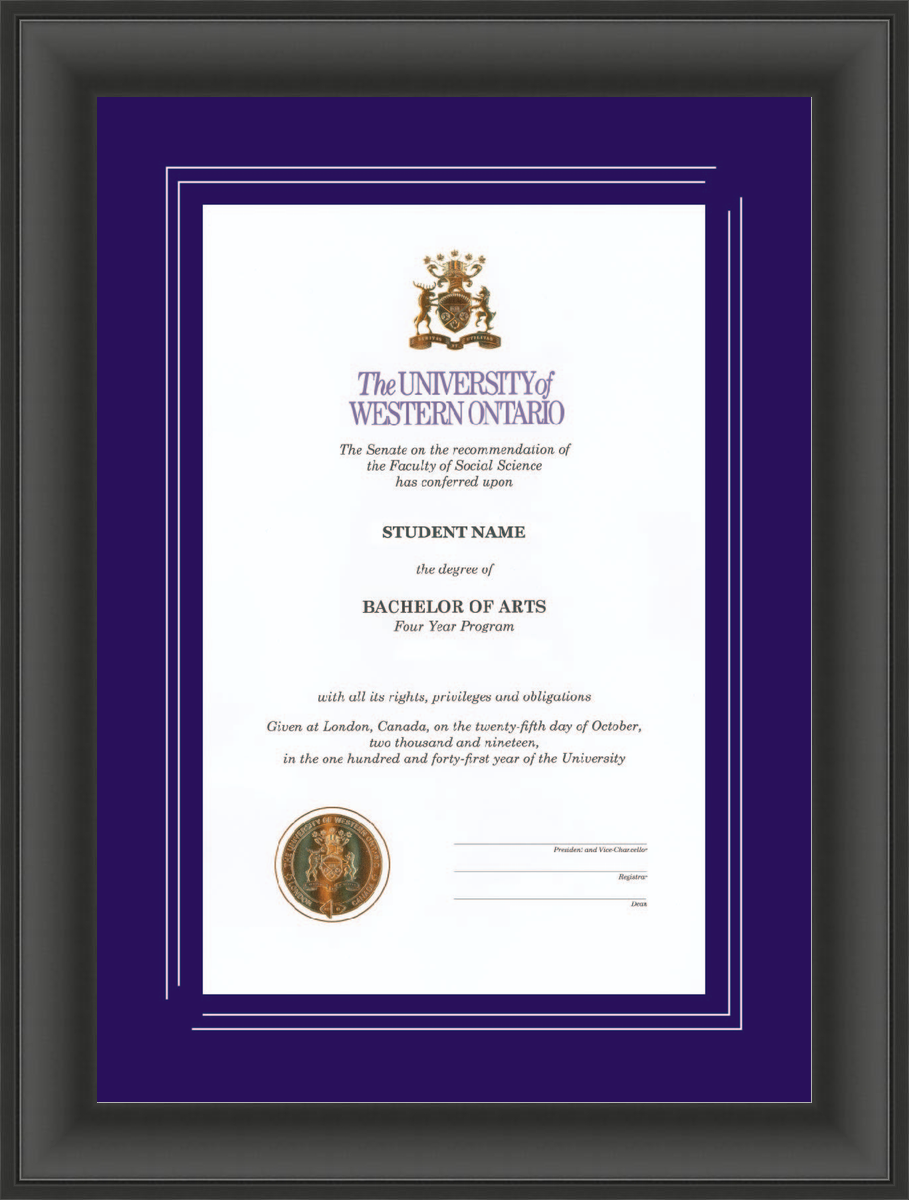 Custom Western University Diploma Frame