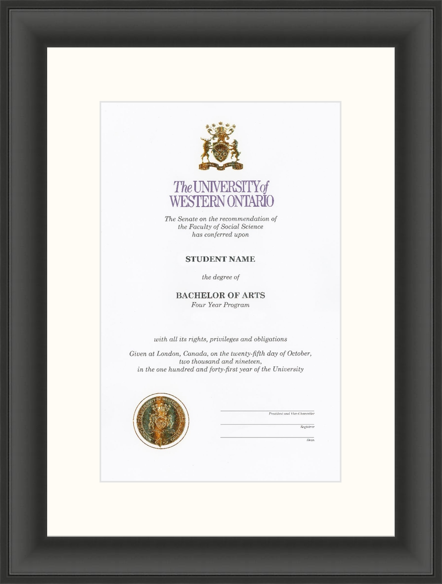 Custom Western University Diploma Frame