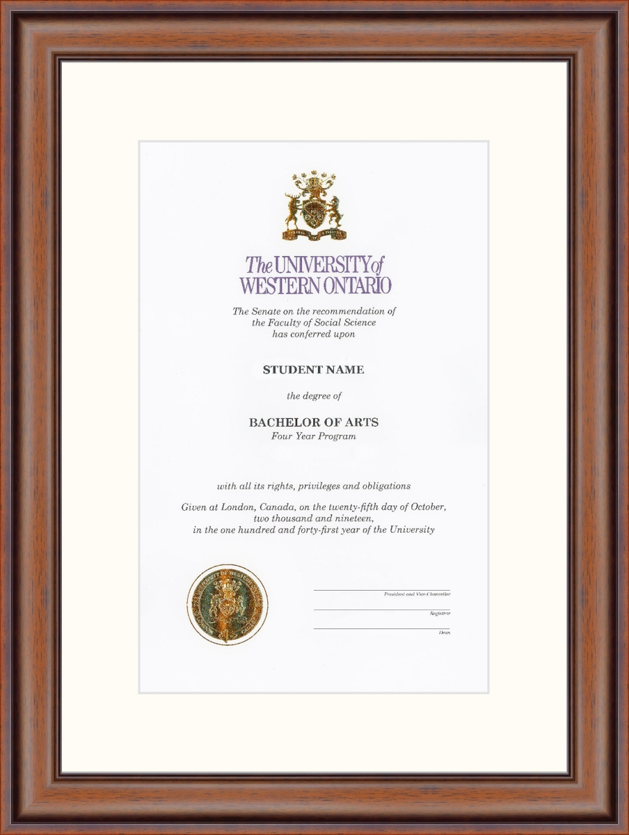 Custom Western University Diploma Frame