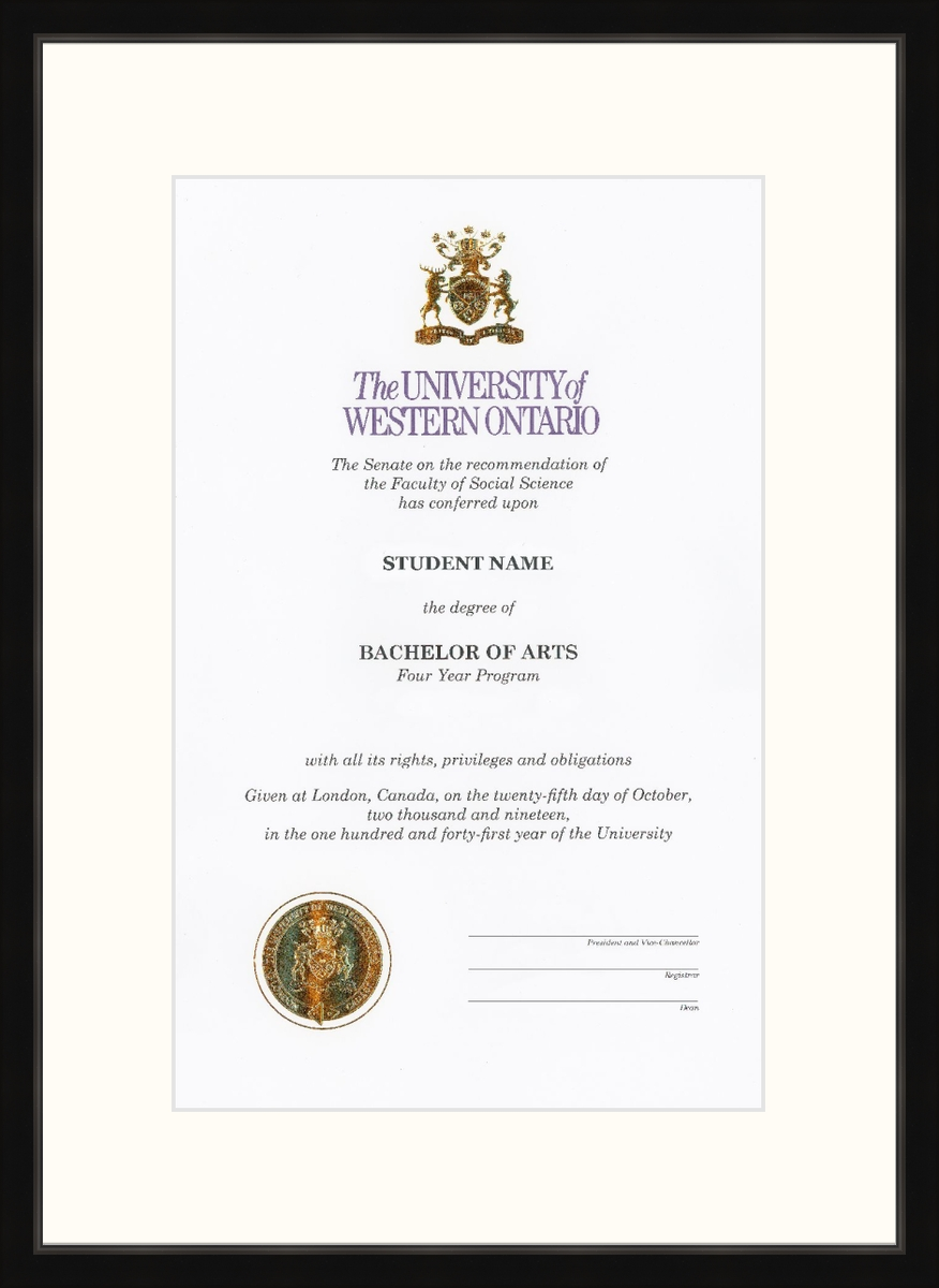 Custom Western University Diploma Frame