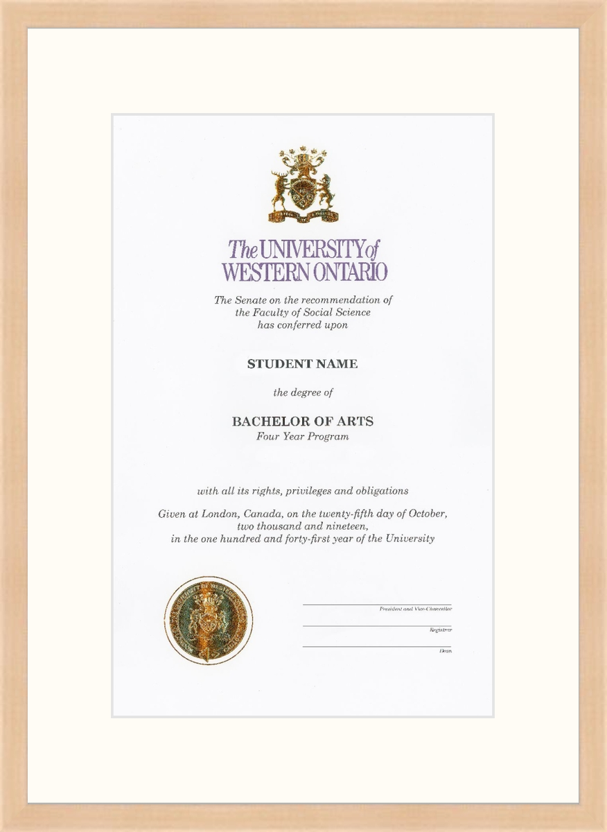 Custom Western University Diploma Frame
