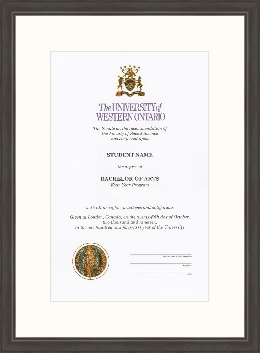 Custom Western University Diploma Frame