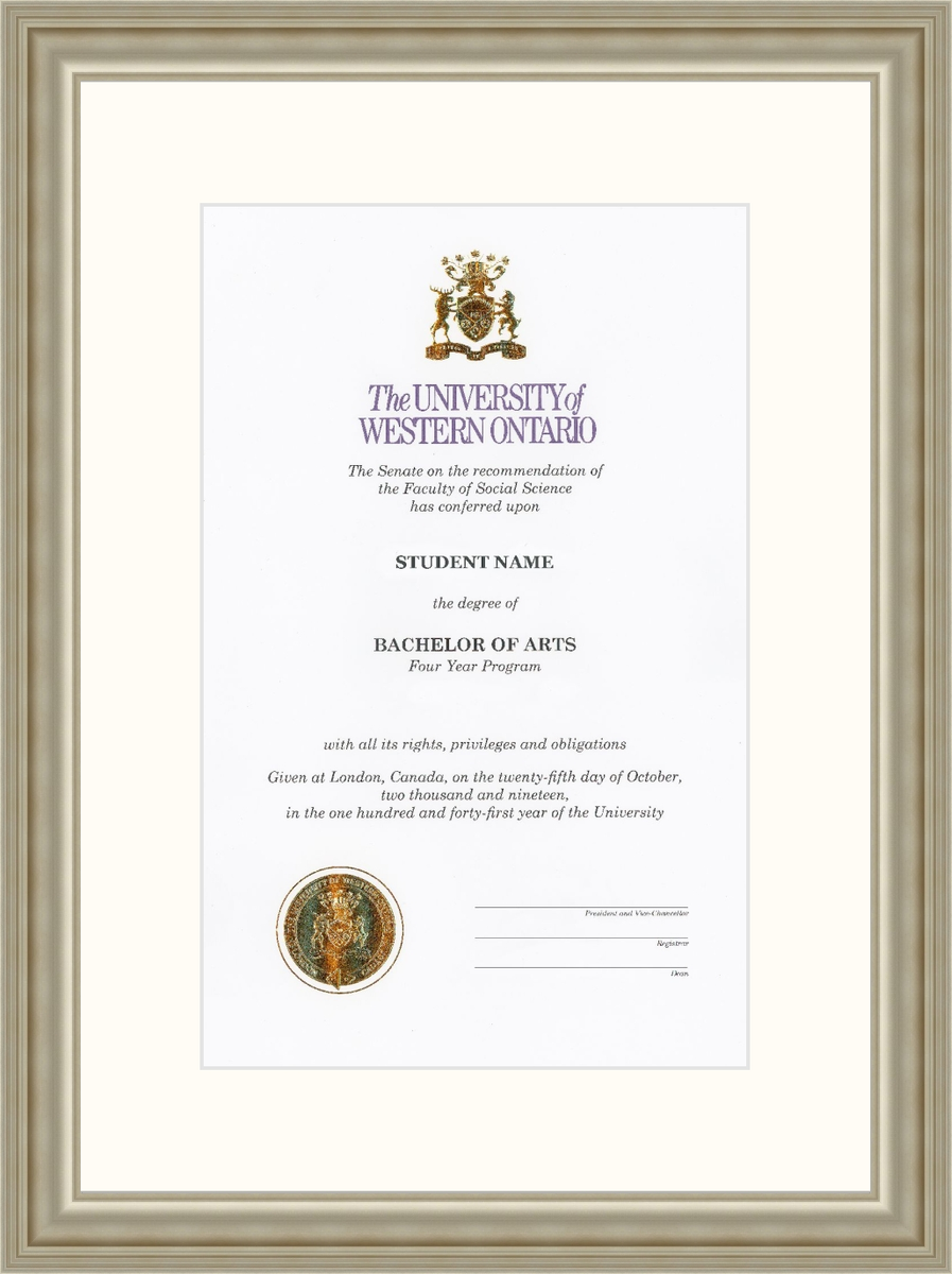 Custom Western University Diploma Frame