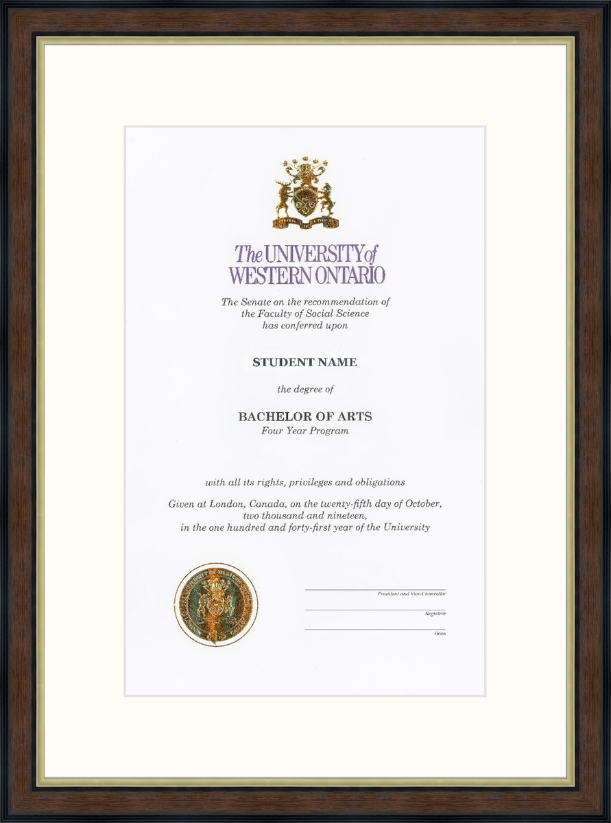 Custom Western University Diploma Frame