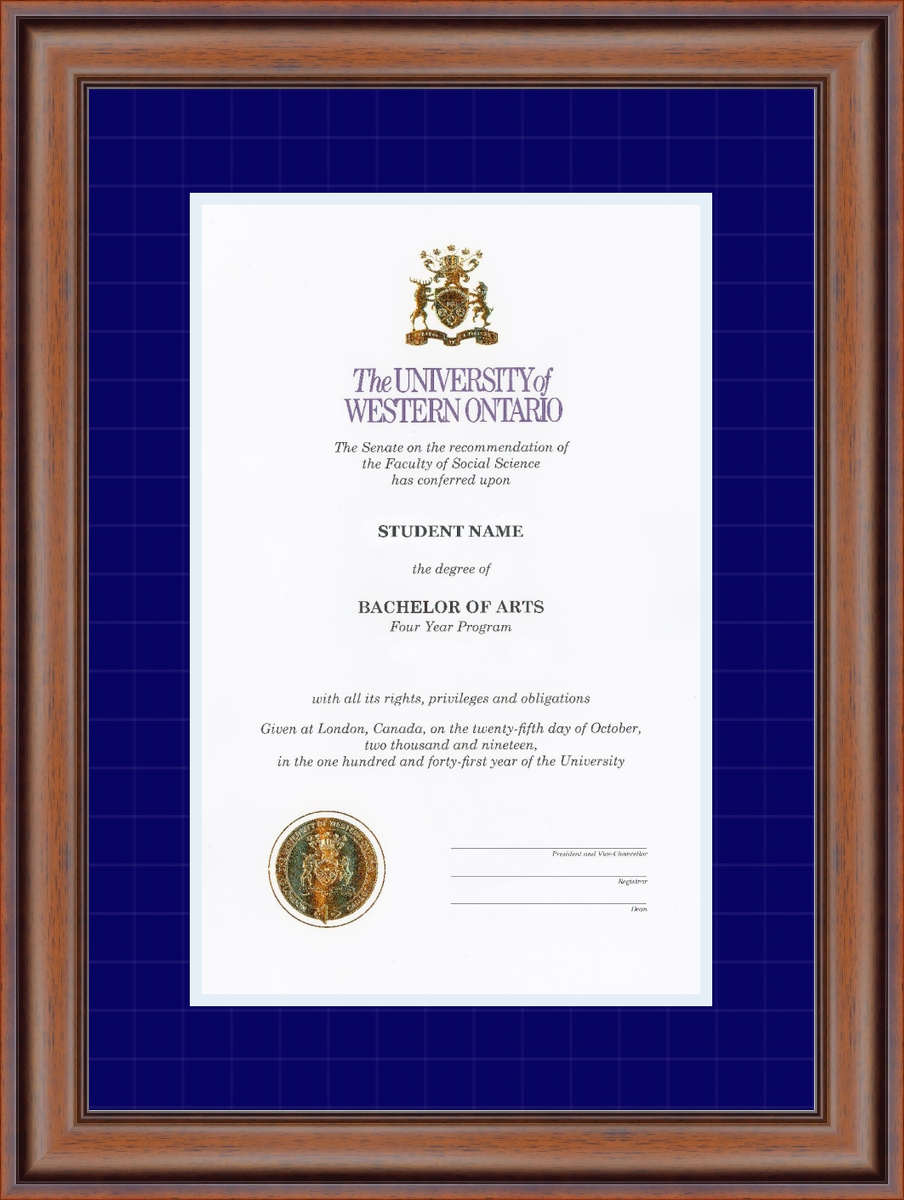 Custom Western University Diploma Frame