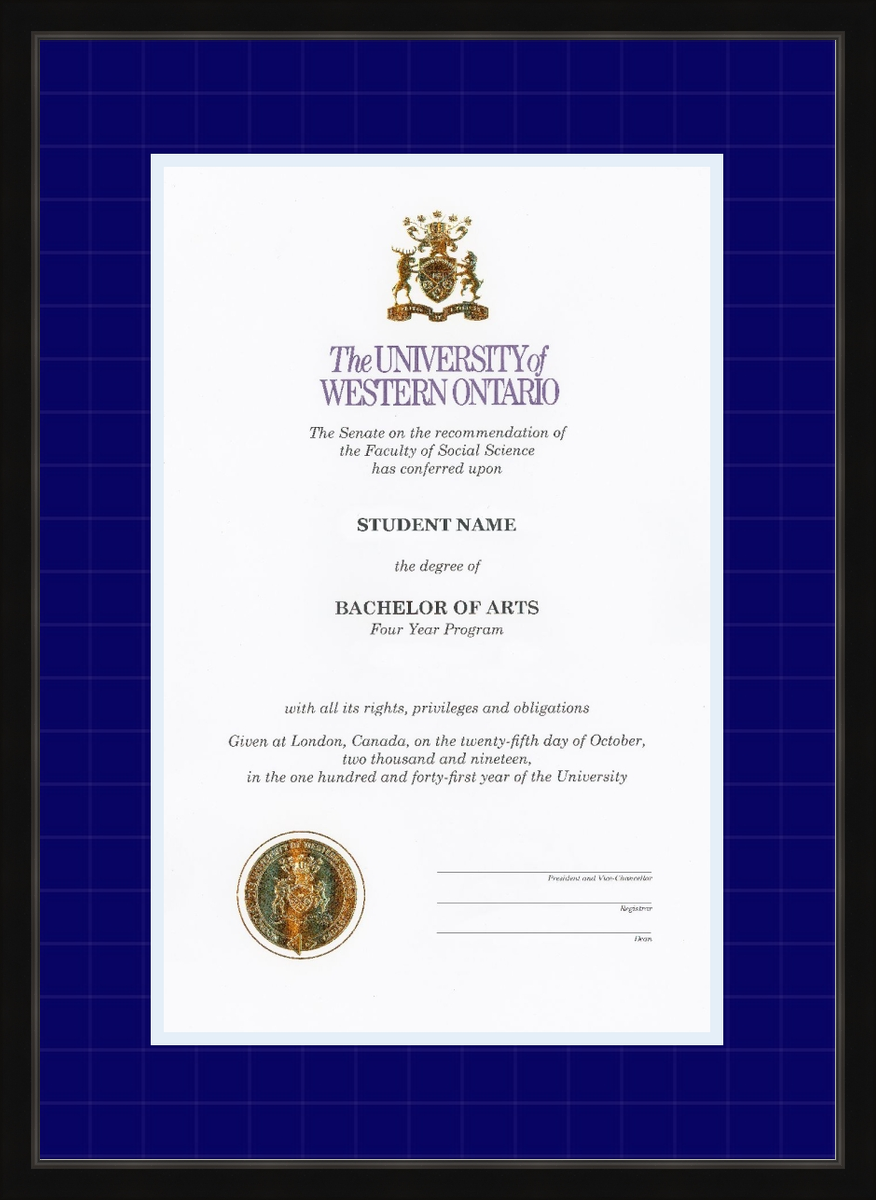 Custom Western University Diploma Frame