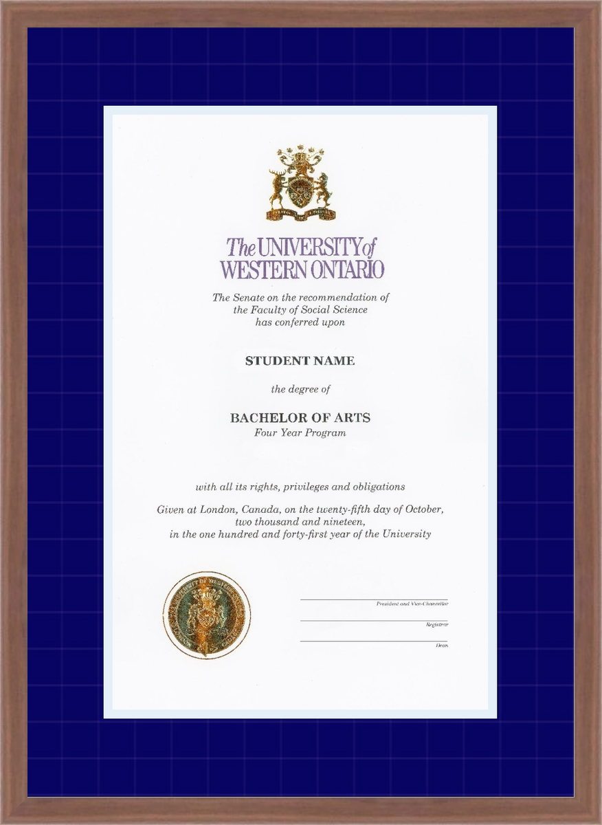Custom Western University Diploma Frame