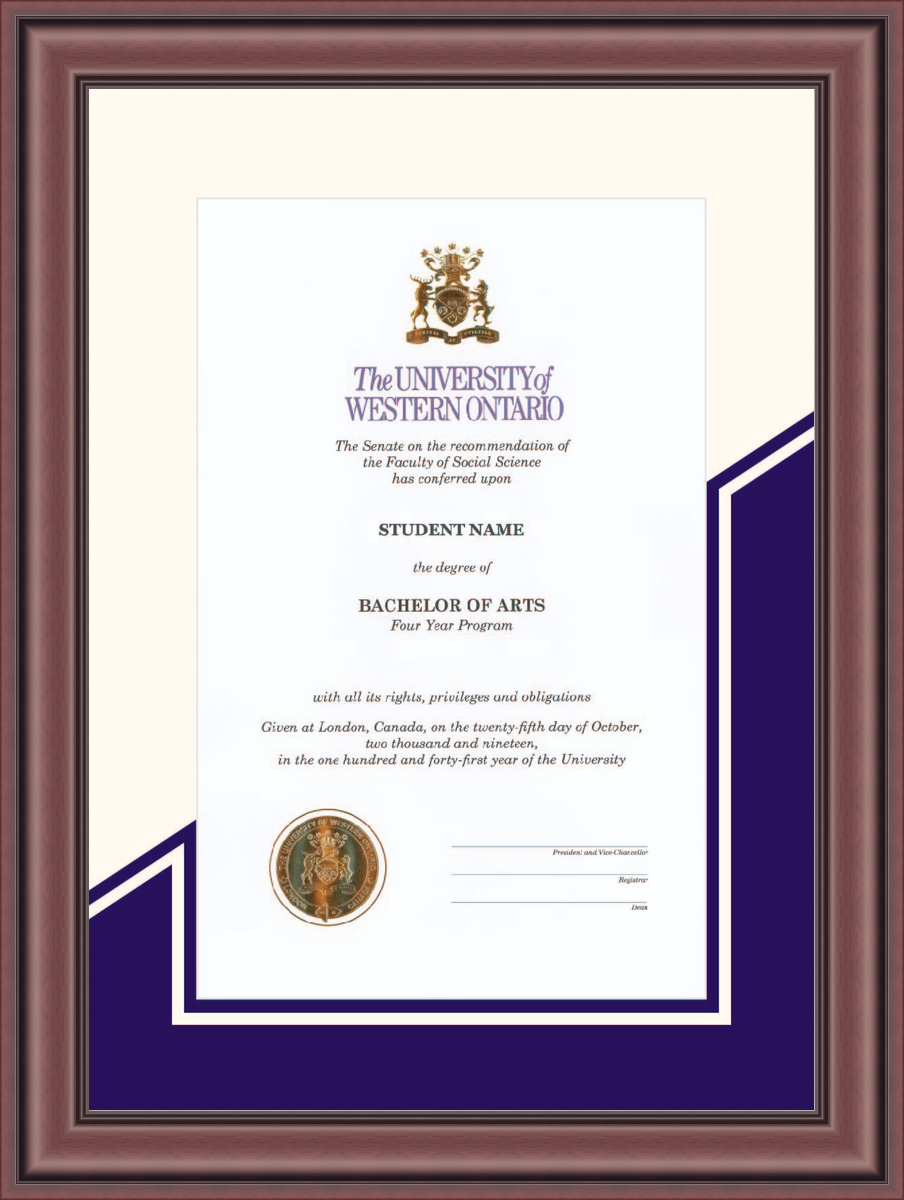 Custom Western University Diploma Frame