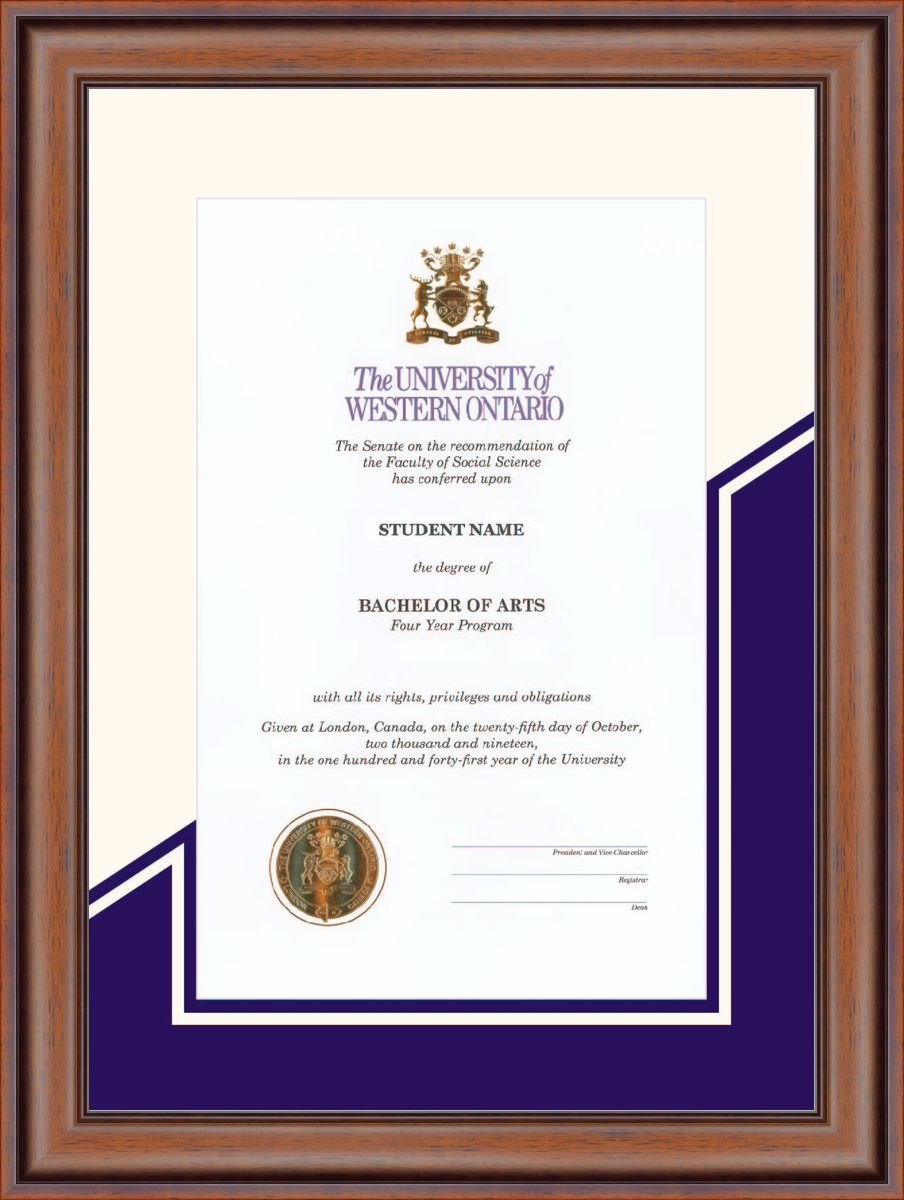 Custom Western University Diploma Frame