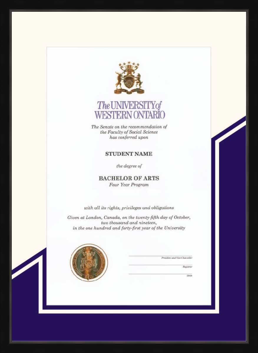 Custom Western University Diploma Frame