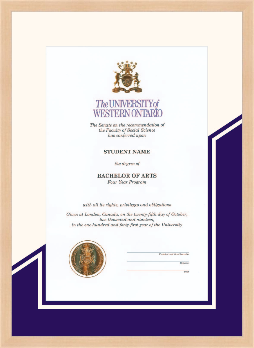 Custom Western University Diploma Frame