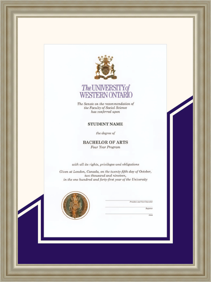 Custom Western University Diploma Frame