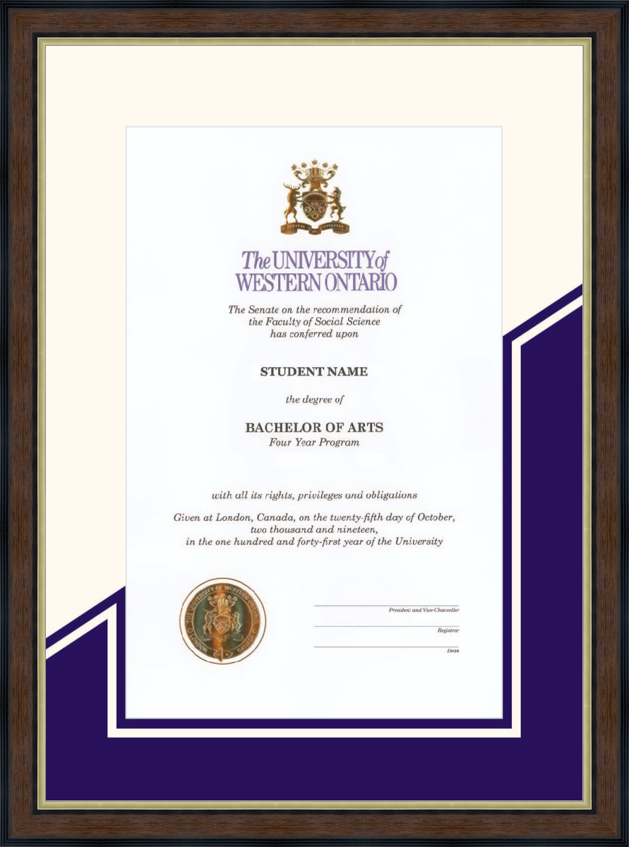 Custom Western University Diploma Frame
