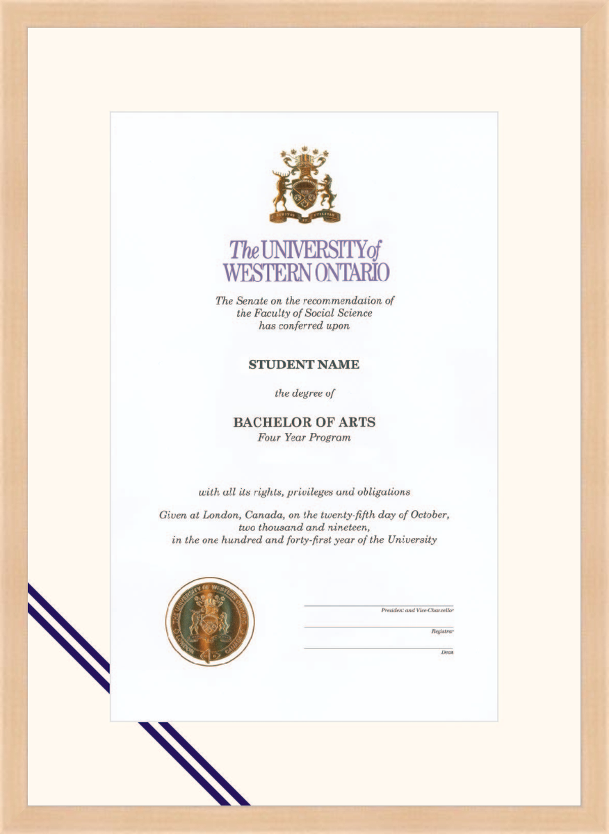 Custom Western University Diploma Frame