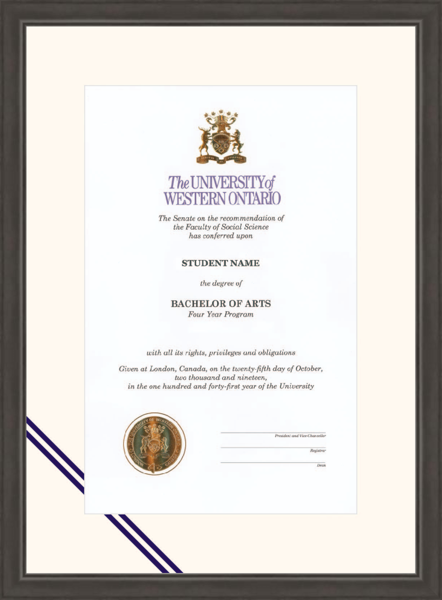 Custom Western University Diploma Frame