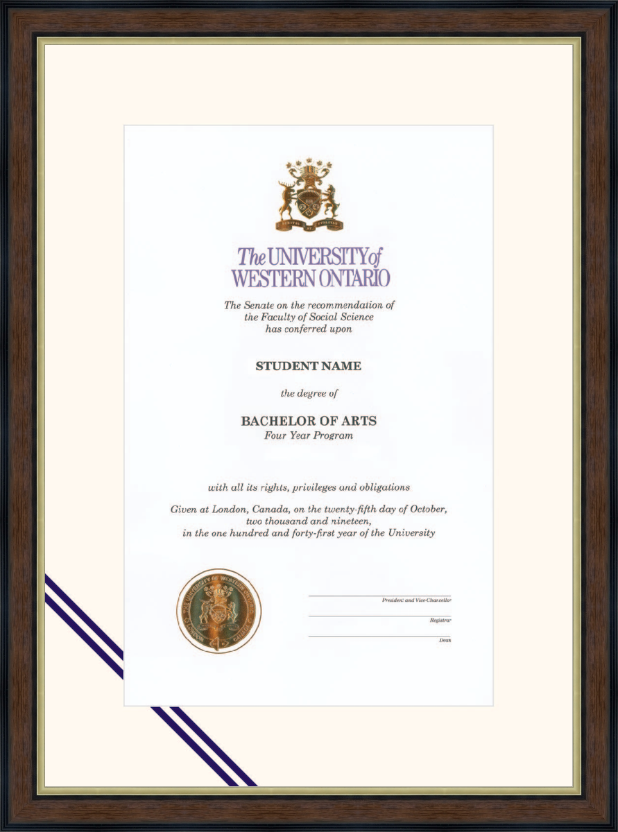 Custom Western University Diploma Frame