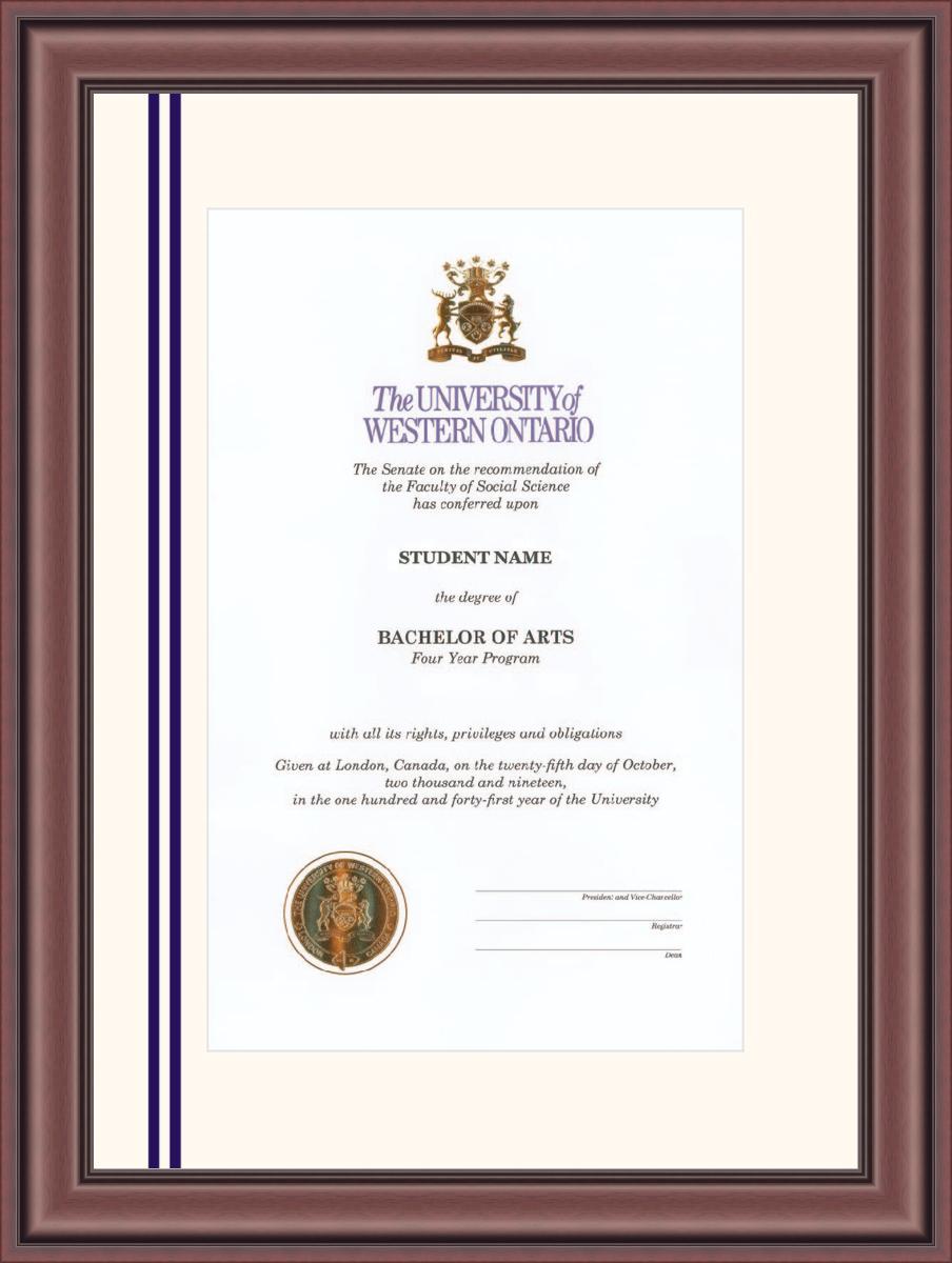 Custom Western University Diploma Frame