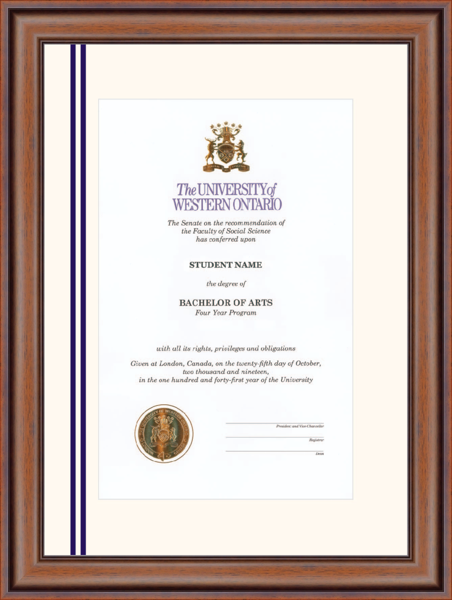 Custom Western University Diploma Frame