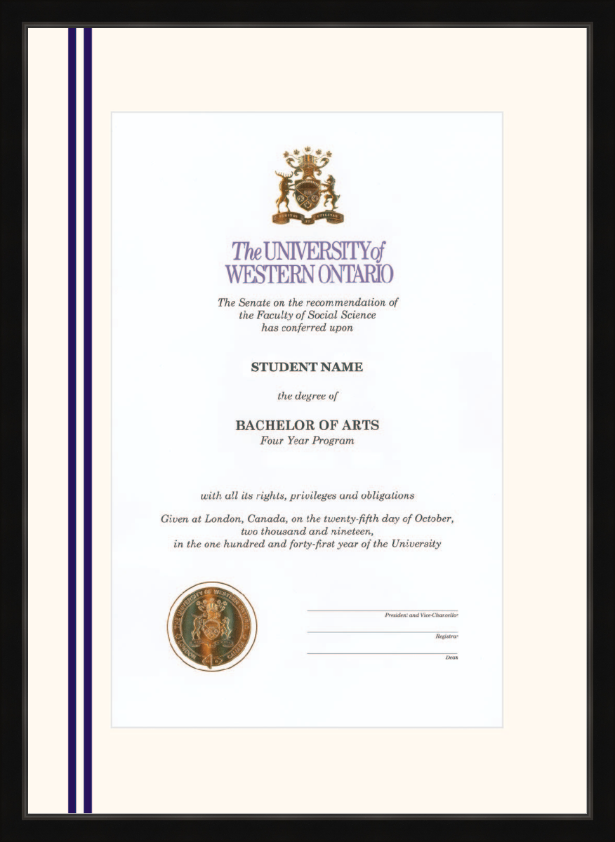Custom Western University Diploma Frame