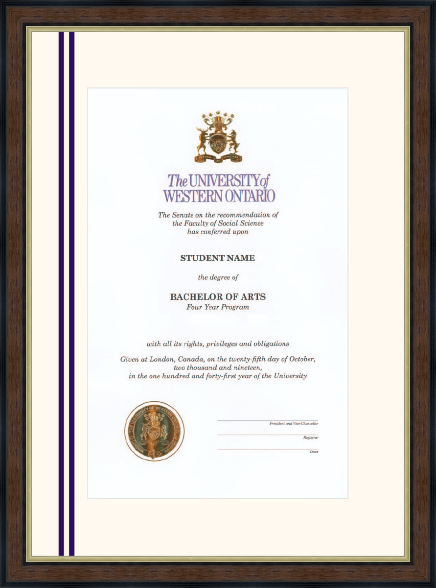 Custom Western University Diploma Frame