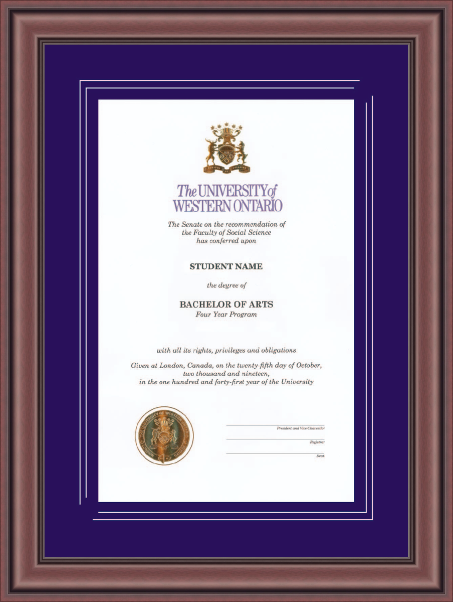 Custom Western University Diploma Frame