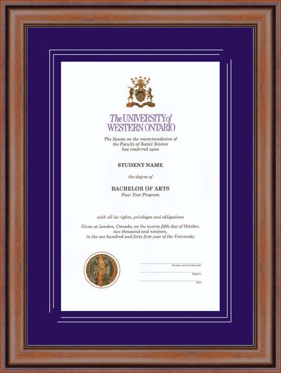 Custom Western University Diploma Frame