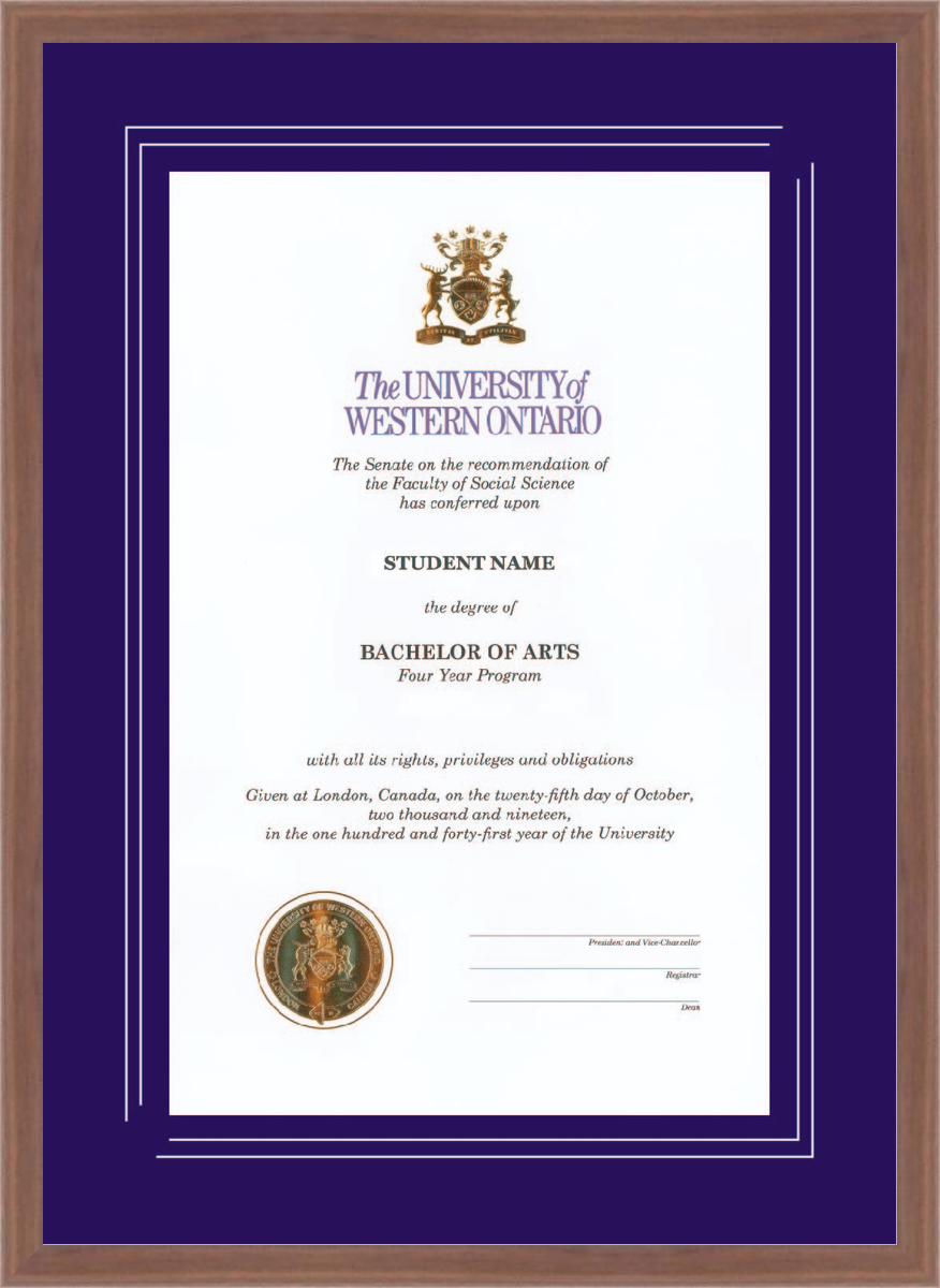 Custom Western University Diploma Frame