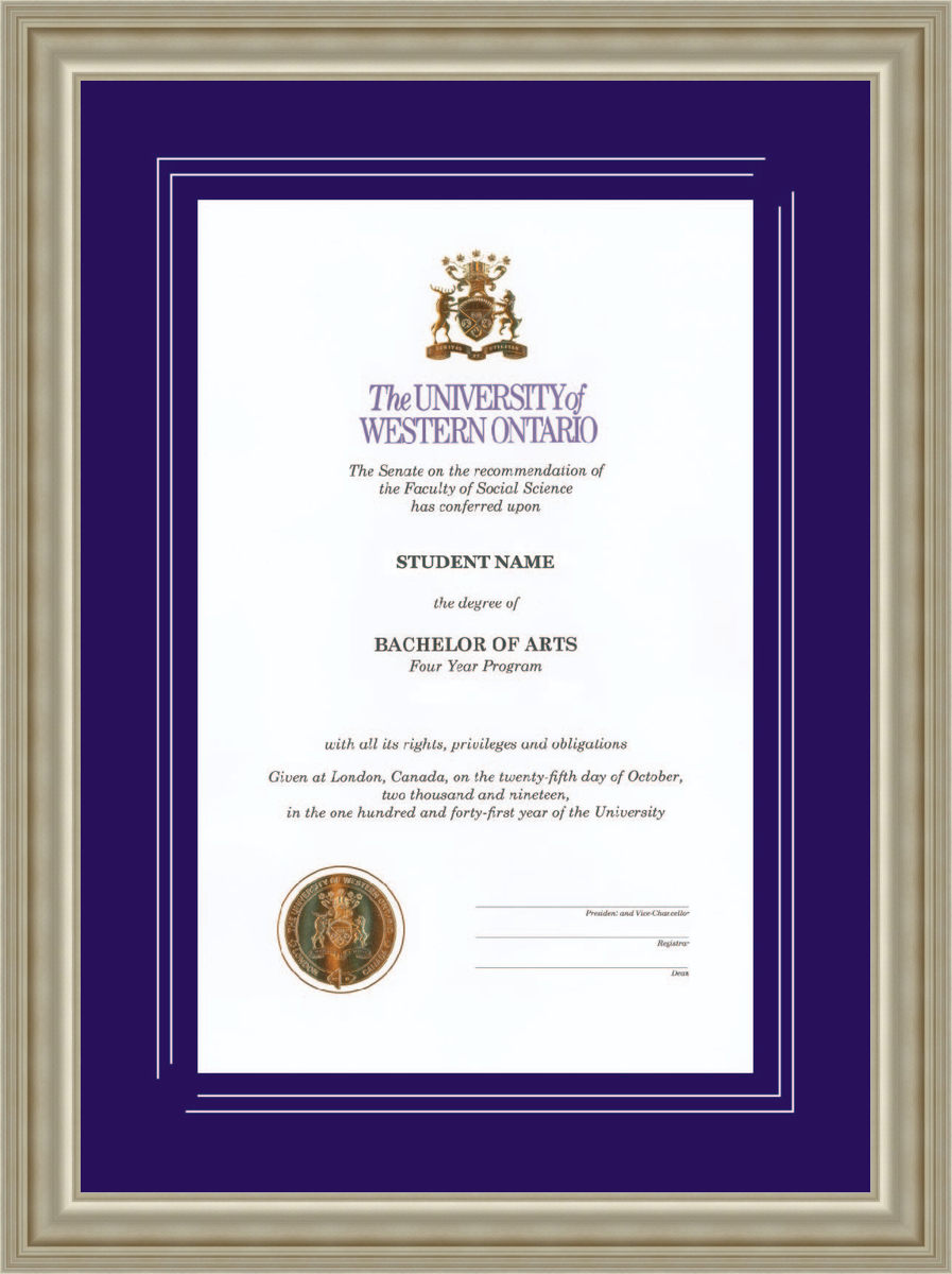 Custom Western University Diploma Frame