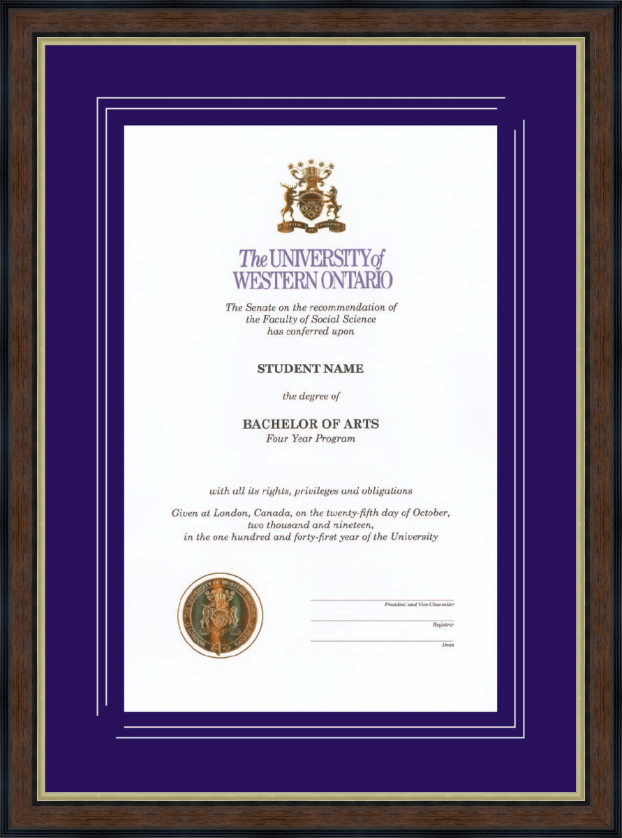 Custom Western University Diploma Frame