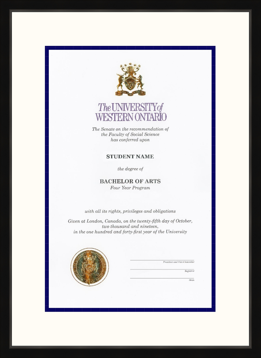 Custom Western University Diploma Frame