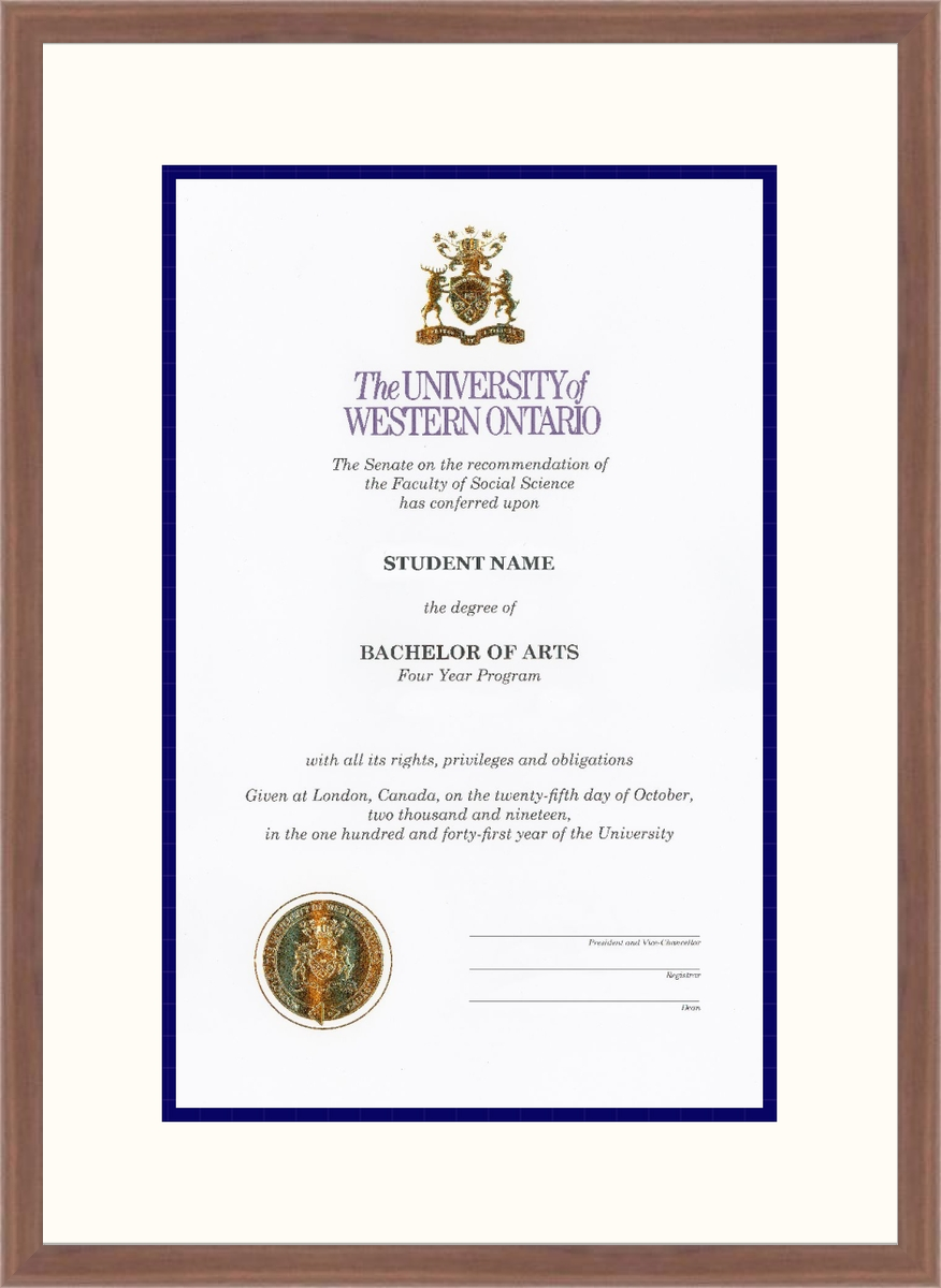 Custom Western University Diploma Frame