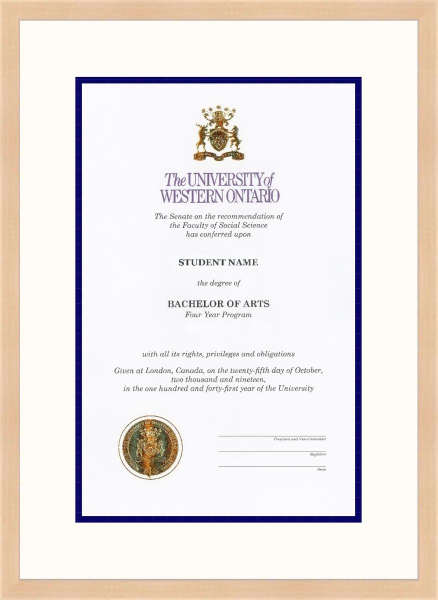Custom Western University Diploma Frame