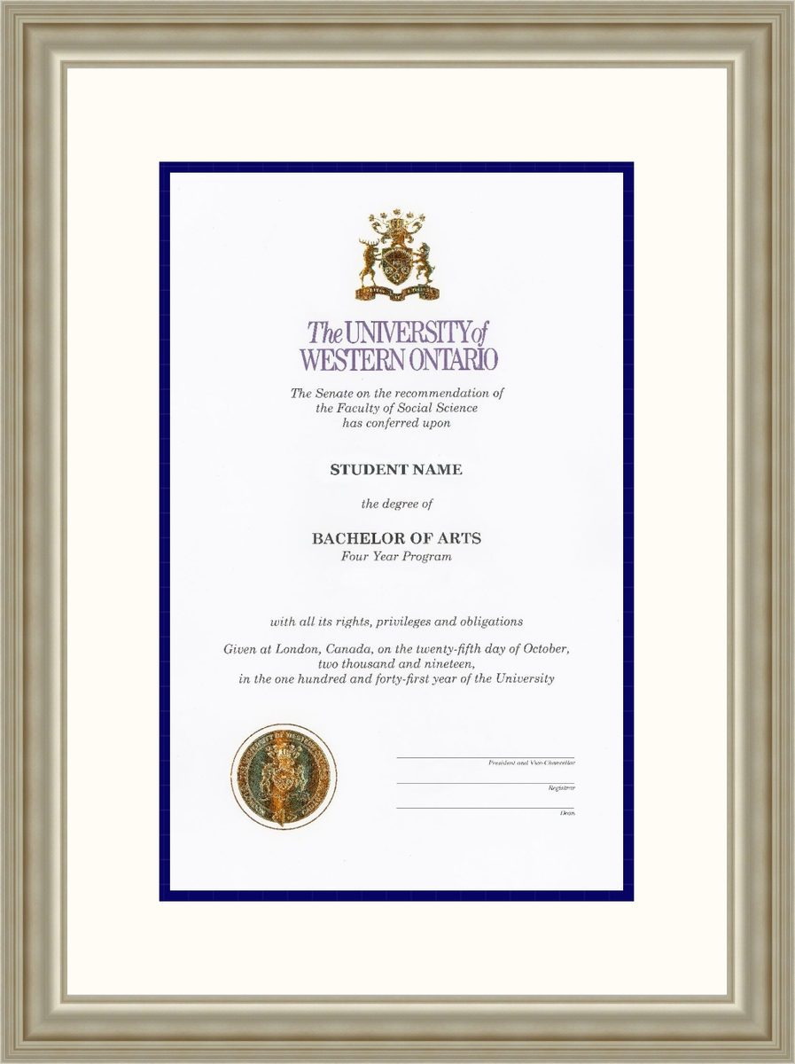 Custom Western University Diploma Frame