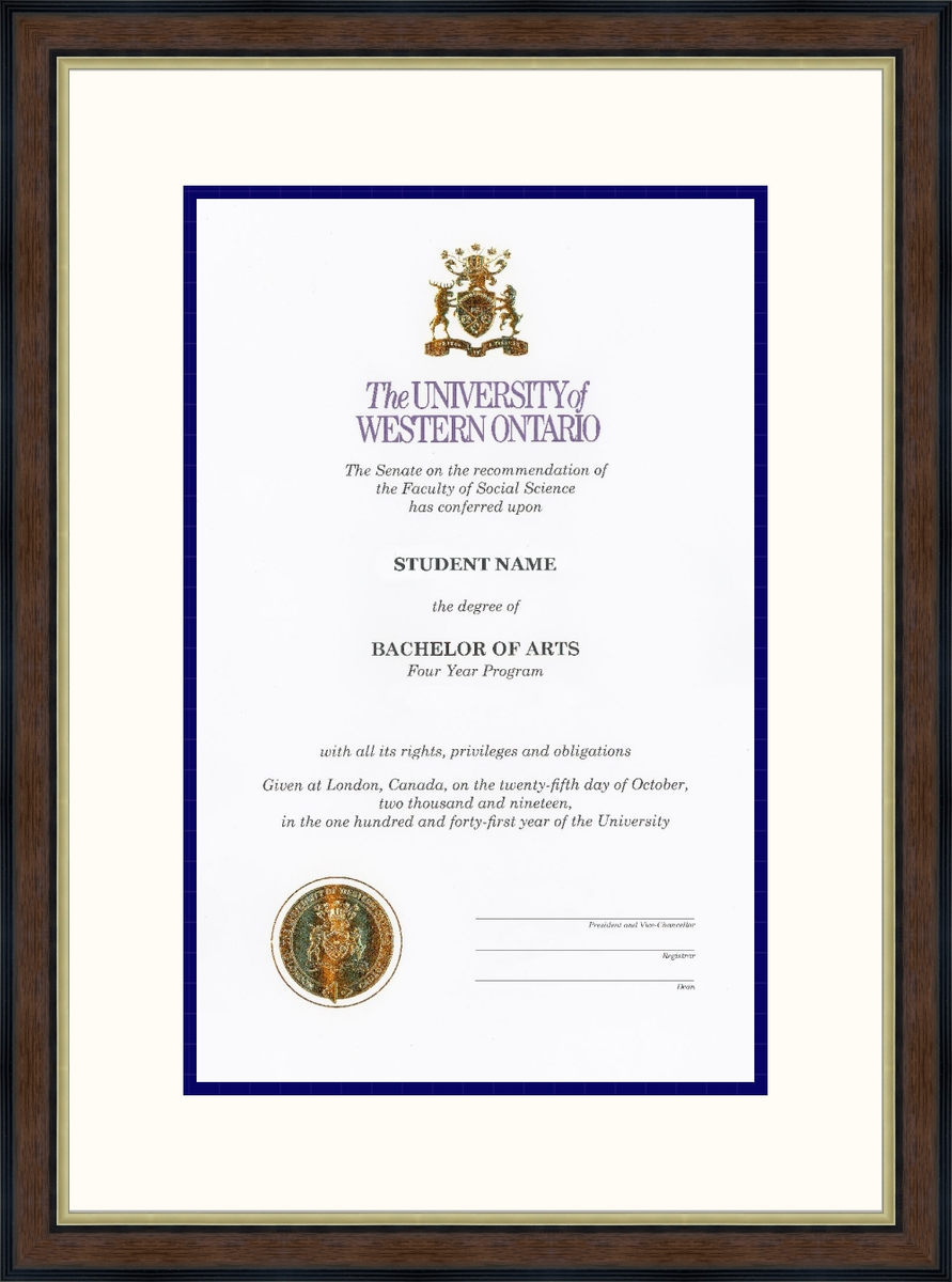 Custom Western University Diploma Frame