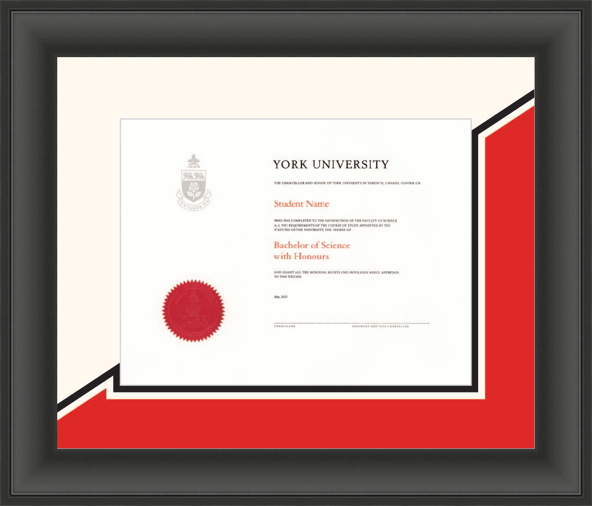 Custom York University Diploma Frame