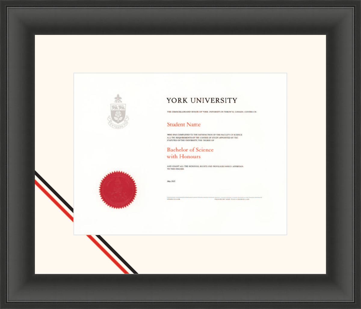 Custom York University Diploma Frame