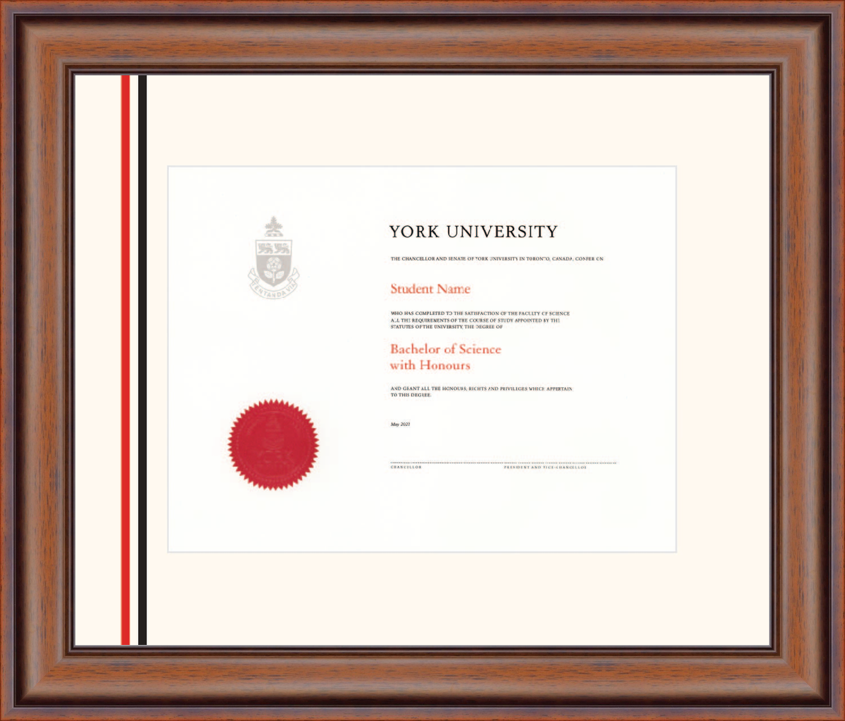 Custom York University Diploma Frame