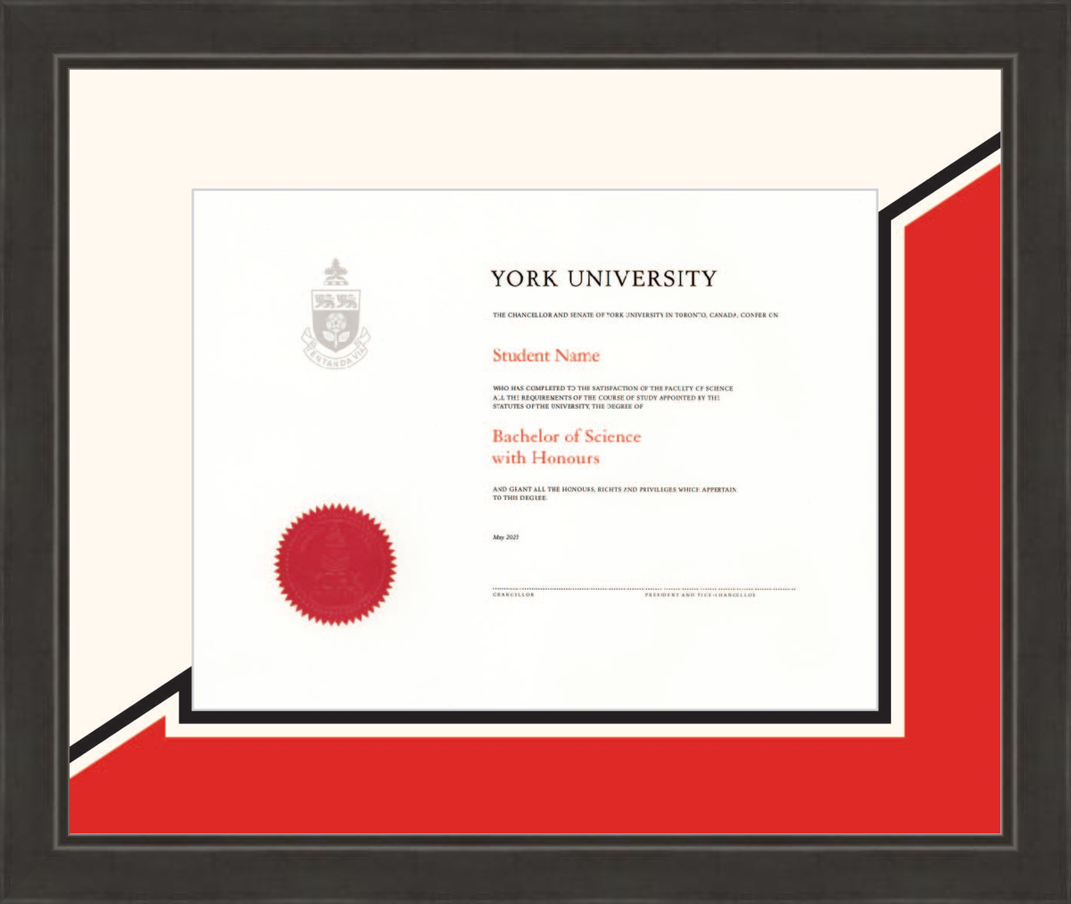 Custom York University Diploma Frame