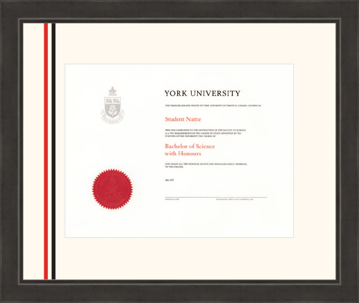 Custom York University Diploma Frame