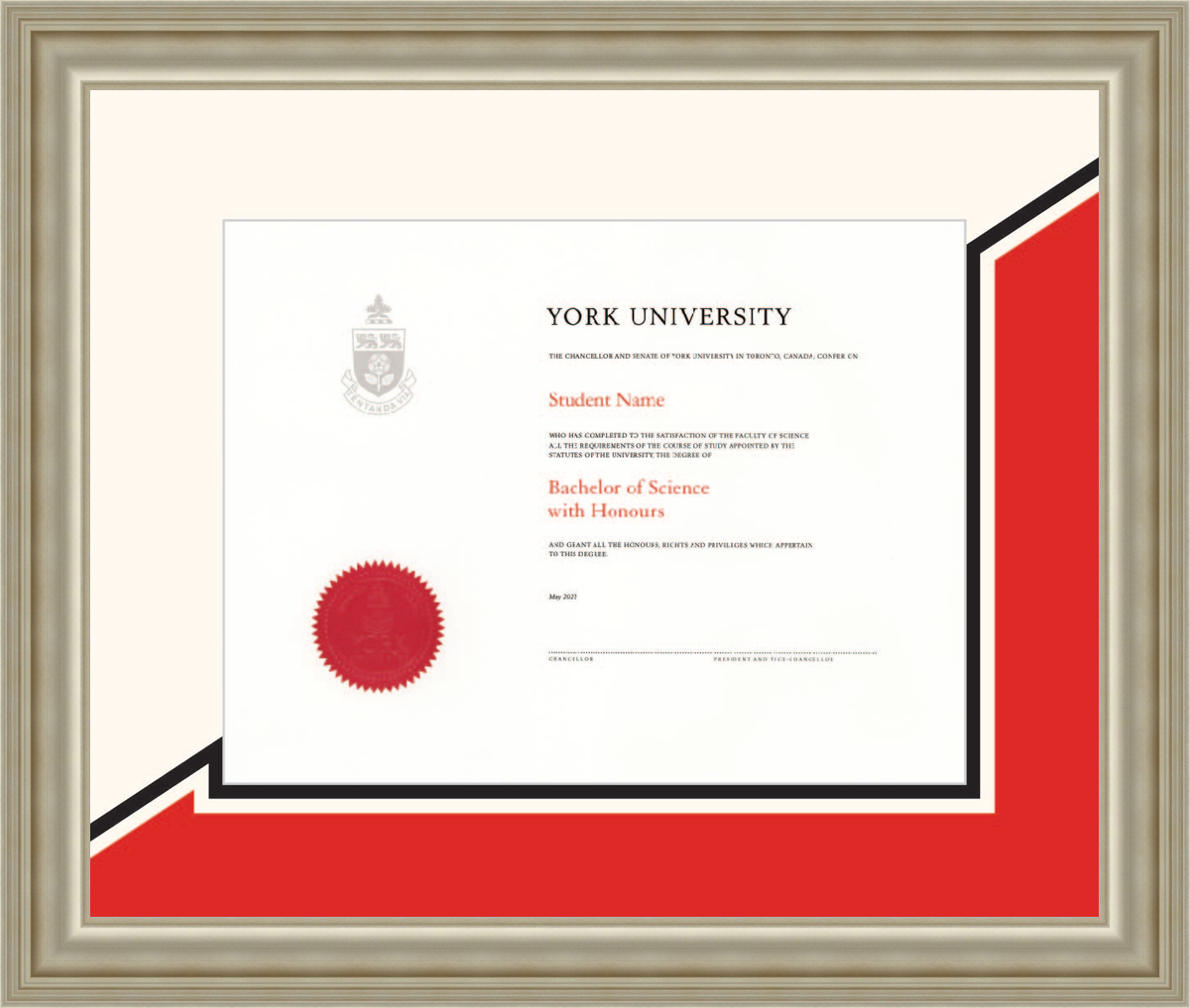 Custom York University Diploma Frame