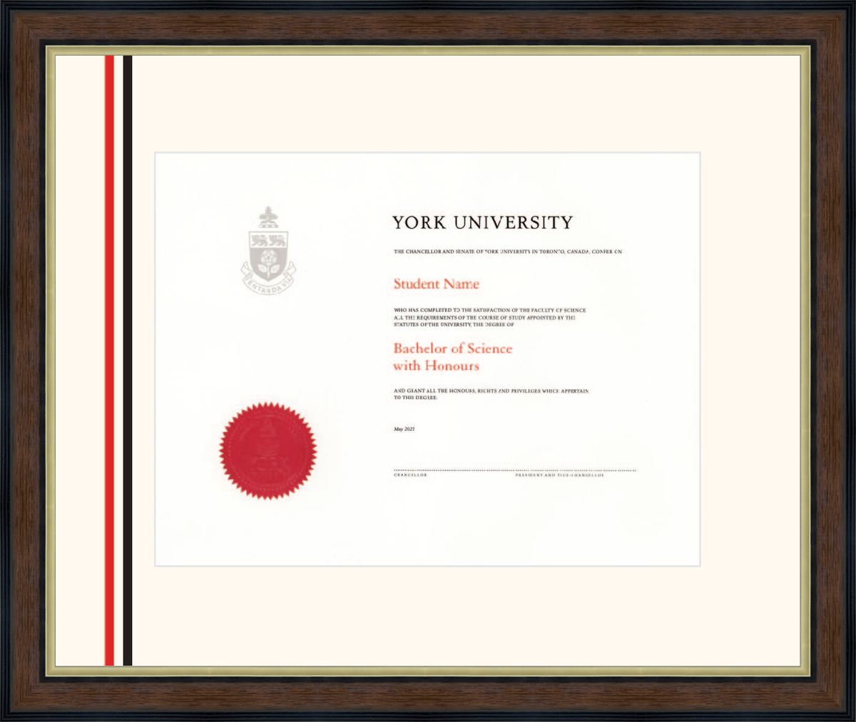 Custom York University Diploma Frame